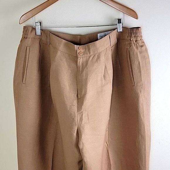 Giorgio Sant' Angelo Women's Linen Blend Trouser Tapered color Tan Plus size 22 - Picture 2 of 8